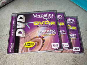 3 Verbatim DataLifePlus DVD+R Recordable 4.7 GB Data 120min 2.4x Video DVD RW - Picture 1 of 2