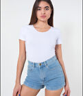 American Apparel Hohe Taille Jeans Manschette mit Denim Shorts ~Gre 28~ Licht