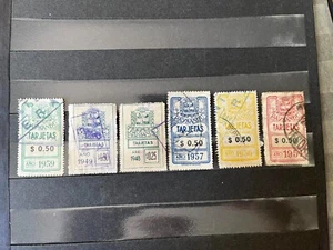 1940s & 1950s Uruguay revenue stamps PAYSANDU Municipal MIXED TAXES group x 6 - Picture 1 of 4