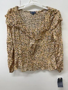 NWT Democracy Women's Floral-Print Ruffled Blouson Top - Small - B3041V91E - Picture 1 of 5