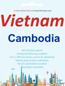 Vietnam & Cambodia 5G/4G Data SIM – 7 to 30 Days – Plug & Play Fast Internet - Photo 1 sur 5