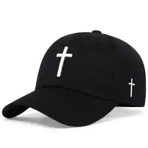 New Catholic Christian Cross Jesus Embroidery Black Cap Hat Baseball Outdoor - Picture 1 of 5