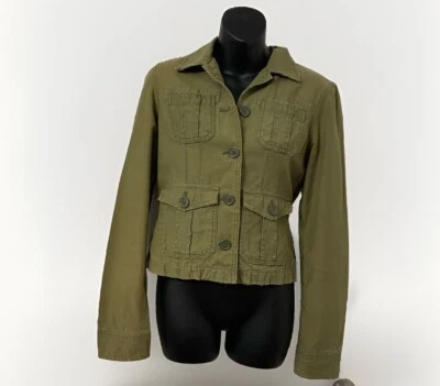 Chaqueta utilitaria verde ABERCROMBIE & FITCH M 00S DE COLECCIÓN Y2K Grunge Distress para mujer Foto 1 de 4