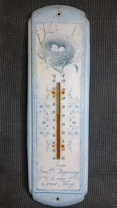 Birds Nest Vintage Thermometer Country 'From Small Beginnings Come Great Things' - Picture 1 of 17