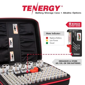 Estuche organizador de baterías Tenergy con probador gratuito opciones de capacidad de almacenamiento - Imagen 1 de 14