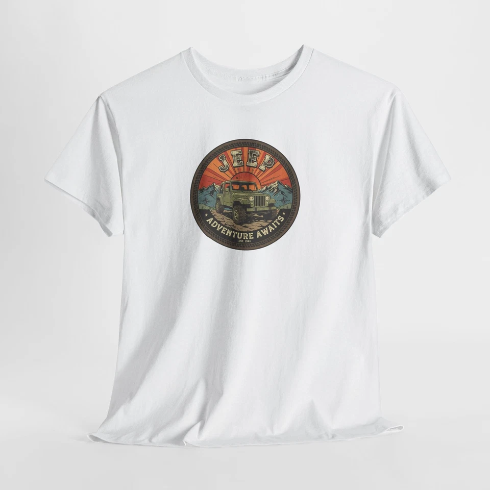 Camiseta Jeep Adventure Awaits | Gráfico todoterreno vintage Sunset Foto 1 de 1