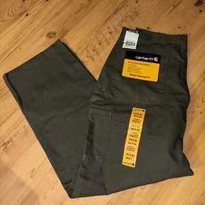 NWT Carhartt Men 34 X 30 Relaxed Fit Washed Duck Work Dungaree Green Jeans Pants - Picture 1 of 13