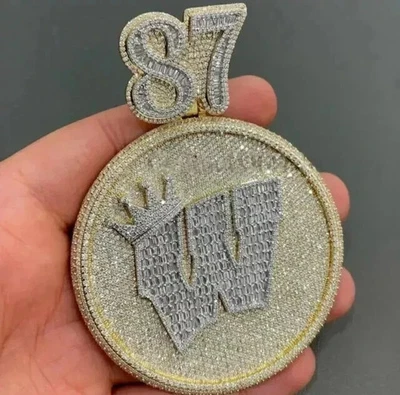 3.30Ct Round Cut Lab-Created Custom Initial Pendant 14K Yellow Gold Plated - Image 1 of 3