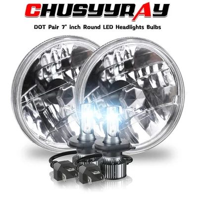 Par de faros LED redondos DRL haz alto bajo de 7"" nuevos para Chevrolet Nova 1969-79 Foto 1 de 4