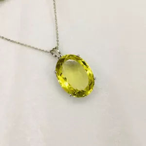 Beauty Limone Topazio Gemma 925 Argento Sterling Handmade Ciondolo G-65 - Foto 1 di 3
