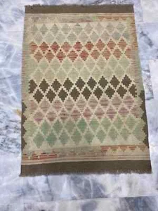 Alfombra Kilim Afgana Vintage Multicolor Lana Salón Azteca Kilim 83x117cm - Imagen 1 de 3