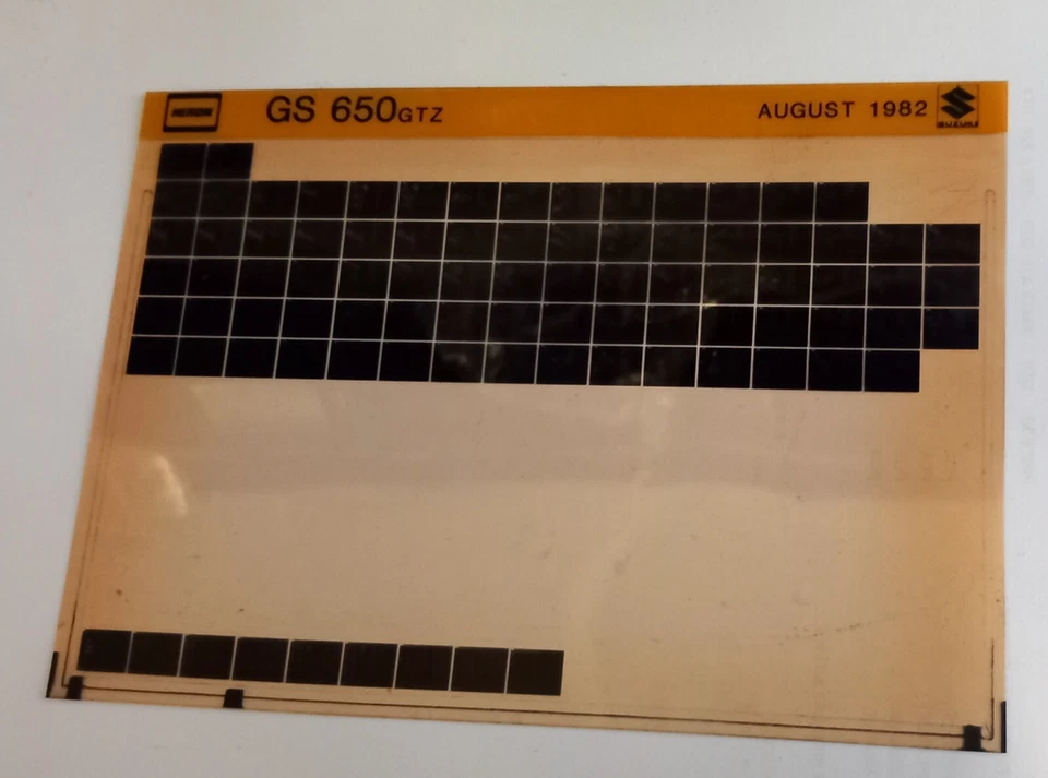 Suzuki GS650GTZ Aug 1982 Motorcycle Parts Micro Fiche - Image 1 of 1