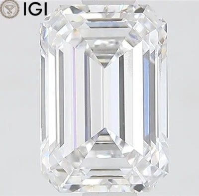 CVD Lab Grown Diamond 1.24 CT. Emerald Cut IGI Certified E Color VVS2 Clarity - Image 1 of 4
