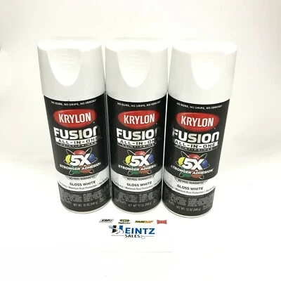 KRYLON 2727-3 PACK Gloss White All-In-One Fusion Paint & Primer - No-Peel - 12oz - Image 1 of 3