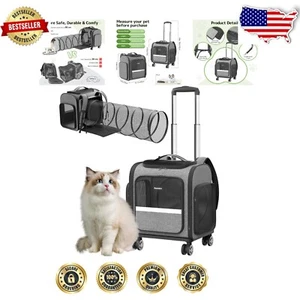 Airline Approved Rolling Cat Carrier with Expandable Tunnel & Large Capacity - Picture 1 of 10