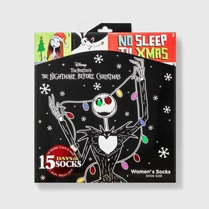 Women's Nightmare Before Christmas 15 Days of Socks Advent Calendar Sz 4-10 - Picture 1 of 4