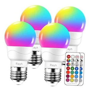 Color Changing Light Bulb, RGB LED Light Bulbs with Remote Control, 4 Pack - Picture 1 of 7