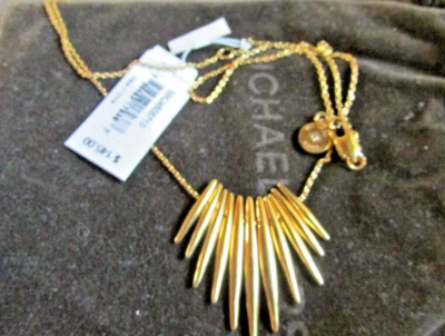 NEW MICHAEL KORS GOLDEN CHAIN w 10 DROPPING PENDANTS (retail $145) - Image 1 of 4