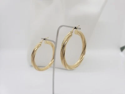 ORECCHINI A CERCHIO GRANDI DIMENSIONI TORCION IN ORO GIALLO 18KT 4,2 GR. (5969) - Immagine 1 di 4