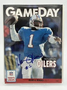 Programa Warren Moon GameDay - 27 de octubre de 1991 Oilers HOF IP AUTO De colección ¡Raro! - Imagen 1 de 6
