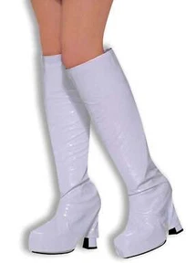 White Go Go Boot Tops Disco Costume Accessory - Picture 1 of 1