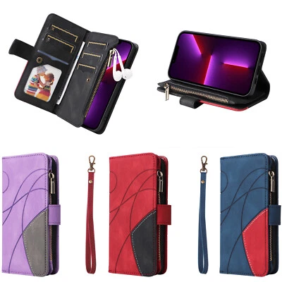 Luxury Splicing Leather Wallet Case Phone Cover for Motorola G84 G54 G73 G32 G14 - Image 1 of 4