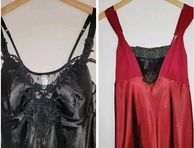 Flora Nikrooz Lencería Chemise L XL Encaje Largo Sedoso Satén Vestido Camisón Lote 2 Foto 1 de 4