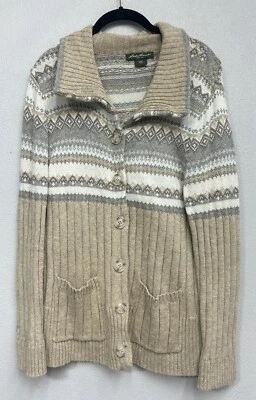 Suéter Eddie Bauer Mezcla de Lana Fair Isle y2k Preppy Mujer’s Cárdigan Mediano  Foto 1 de 4