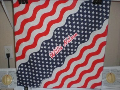 Willie Nelson Stars & Stripes Cotton-Poly Bandana Handkerchief Head Wrap Do-Rag - Image 1 of 4