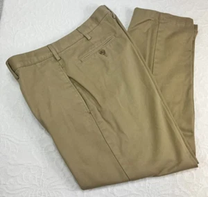 LANDS' END Men's 34W 28L Flat Flont Khaki Chinos - Picture 1 of 7
