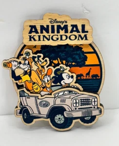 Disney World Animal Kingdom Mickey Mouse Safari Wooden 3D Magnet Mickey - Picture 1 of 1
