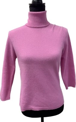 Suéter Ann Taylor Tejido 100% Cachemira Cuello Alto Pullover Mangas 3/4 Pequeño Foto 1 de 4