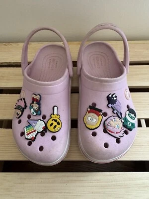 CROCS LILAC CLOGS WITH CHARMS-CARTOON CHARMS  SZ C13 - Image 1 of 4