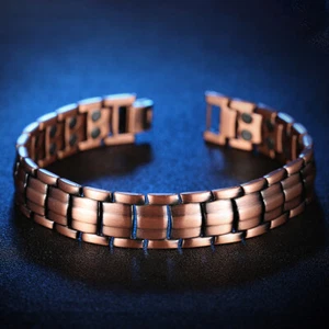 STRONG 5000 GAUSS SOLID COPPER MAGNETIC BRACELET ARTHRITIS MEN WOMEN PCX03N - Picture 1 of 17