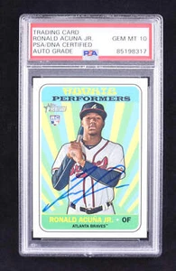 Ronald Acuna Jr. Signed 2018 Topps Heritage Rookie Performers #RPRA RC (PSA | Au - Picture 1 of 2