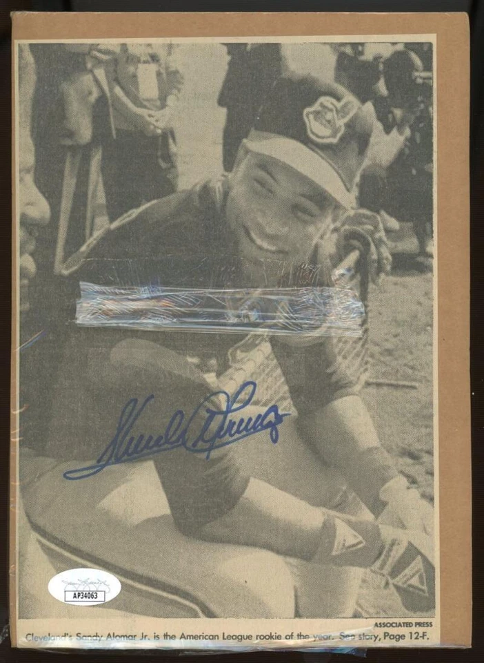 Sandy Alomar Cleveland Guardians Autograph Signed Photo Clipping JSA Authentic  - Image 1 of 1