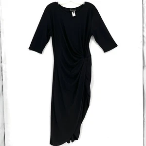 Buffalo Jeans Black Dress XL Modest Midi Quarter Sleeve Slimming Casual - Picture 1 of 7