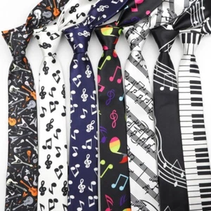 ZONFAZ Men's Fashion Musical Note Printing Piano Guitar 5cm Tie Gift Accessories - Picture 1 of 59