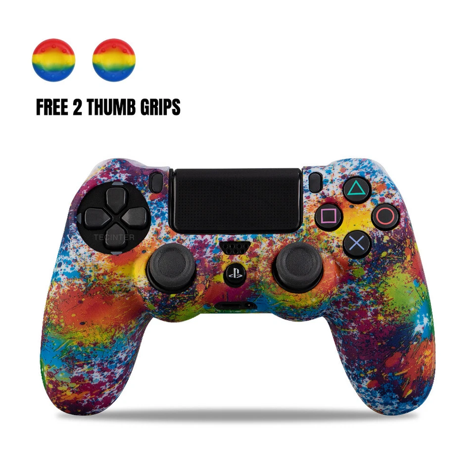 PS4 controller Soft Silicone Rubber Cover Shell with 2 Thumb Grip Caps - Image 1 of 1