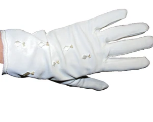 Late 50s White Nylon Gloves in Bag Wear Right Gloves Decorative Stitch 7 1/2 - Picture 1 of 8