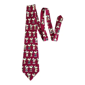 Corbata de seda Peanuts Snoopy, Joe Cool rayas horizontales rojas y azules - Imagen 1 de 3