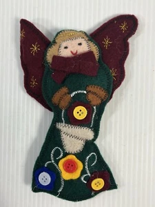 Adorno de Navidad ángel fieltro botones tela decoración navideña - Imagen 1 de 4