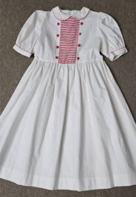 Vestido Laura Ashley Niñas 11-12 Años Calado Blanco con Rayas Rojas Fiesta de Navidad Foto 1 de 4