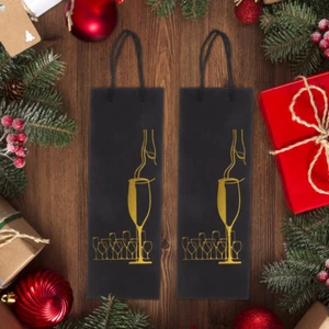 12 Pcs Wine Gift Bag Reusable Paper Storage Tote Carrier Bottle Bags - Picture 1 of 12