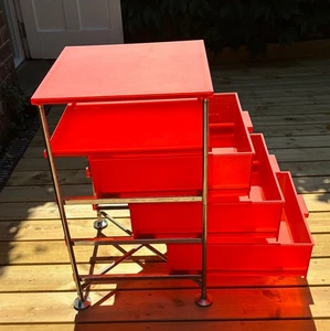 Kartell mobile storage unit in Orange Acrylic and Chrome - Picture 1 of 4