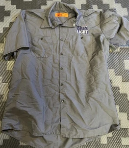 Red Kap Button Down Collard Shirt Labatt Blue Embroidered Short Sleeve Button Up - Picture 1 of 8