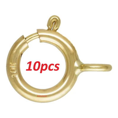 (10) 5mm 10K STANDARD WEIGHT Yellow Gold Spring Ring Clasp CLOSED Jump Italy - Image 1 of 3