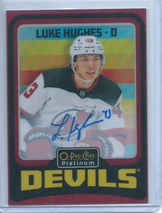Luke Hughes Retro Red Rainbow Auto SP 2024-25 O-Pee-Chee Platinum - Picture 1 of 2