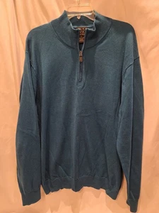 Suéter Pullover #538 Jos.A Bank Para Hombres Verde Azulado Cuarto Cremallera (Talla XLarge) - Imagen 1 de 4