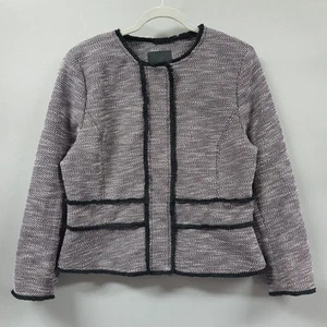 Chaqueta Blazer Banana Republic Tweed Frontal A Presión Para Mujer Talla 14 Borde Crudo Oficina - Imagen 1 de 10